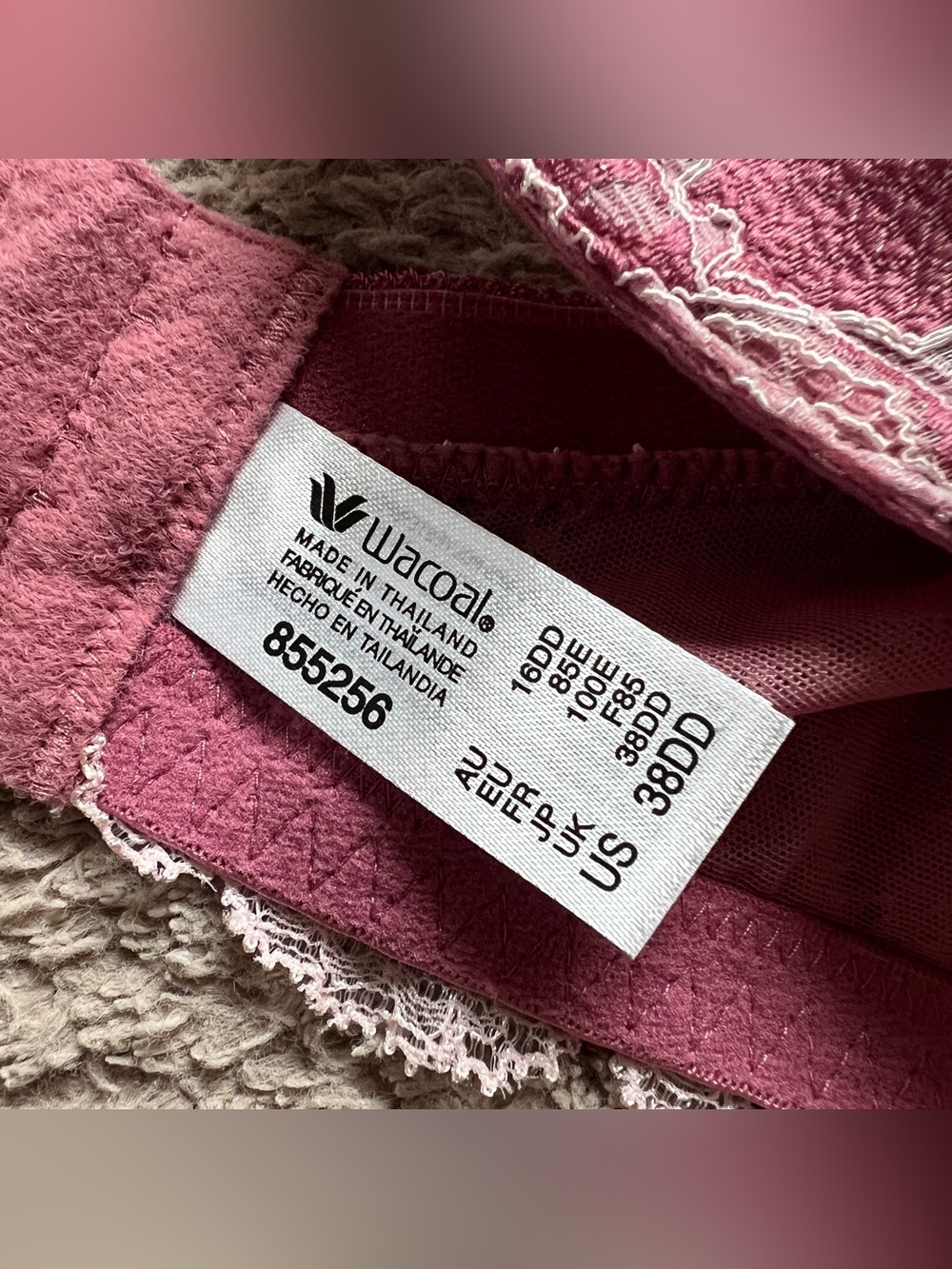 Wacoal Lace Affair Underwire Bra Lingerie Floral Romantic Sz 38DD - Picture 3 of 6